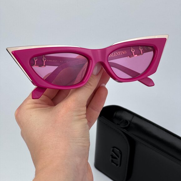 Valentino Women BRAND NEW Sunglasses Pink Gold Cat Eye V - GOLDCUT - I VLS-113C - Picture 3 of 11